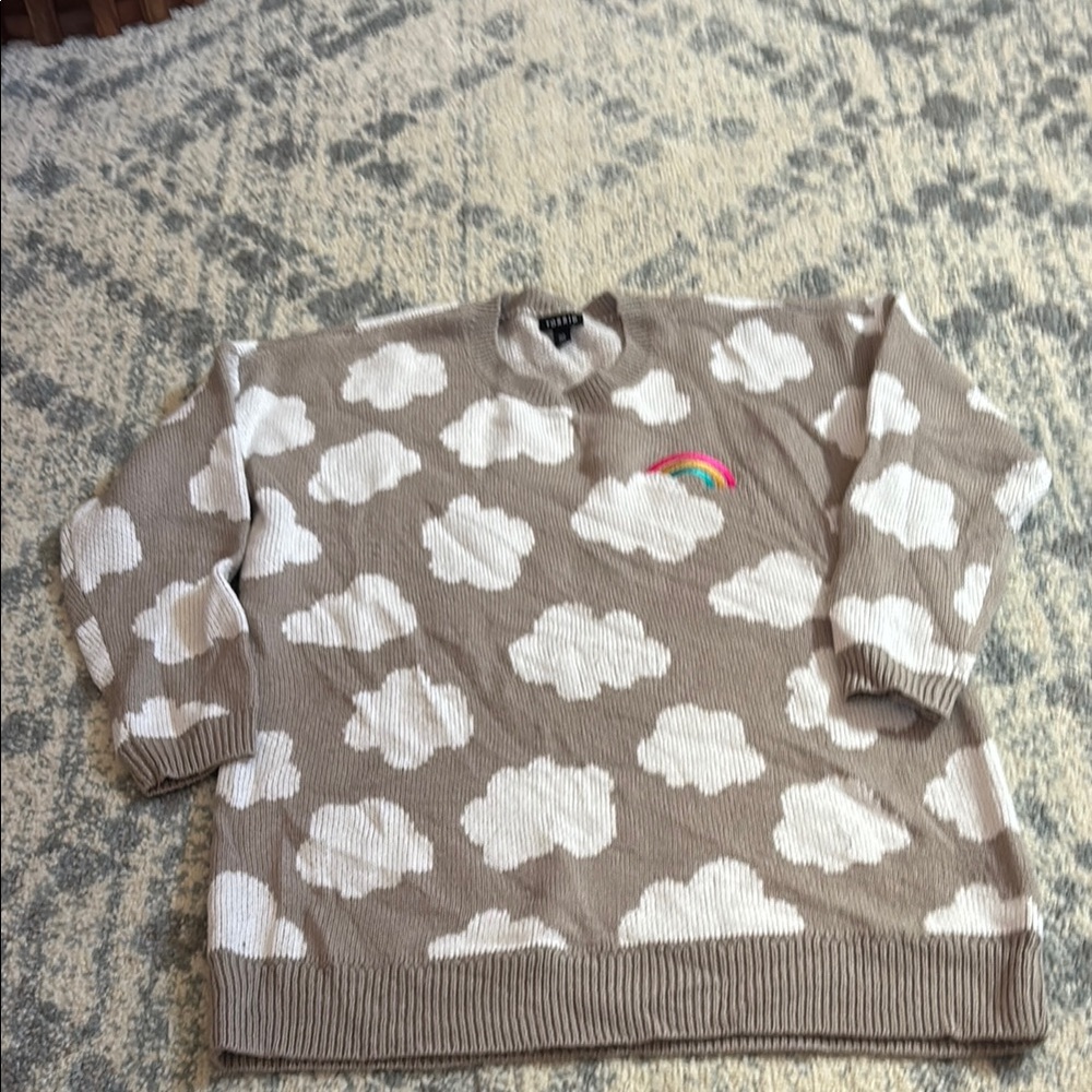 Torrid Tan Cloud Sweater with Rainbow Detail
